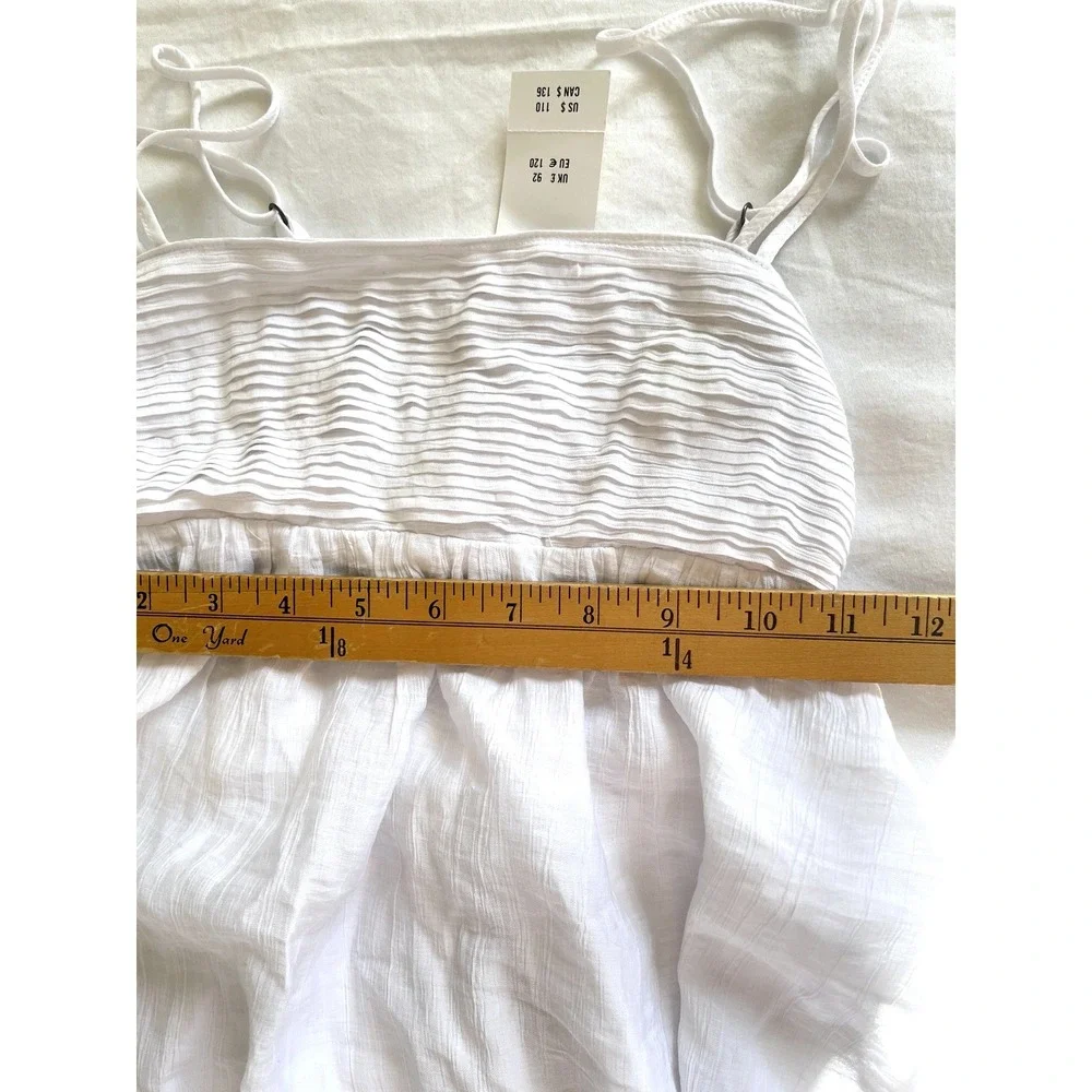 Abercrombie & Fitch Crinkled Texture Babydoll Maxi Dress Size XXS White NWT